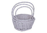 Set 3 Cosuri din Rachita Forma Rotunda Alb